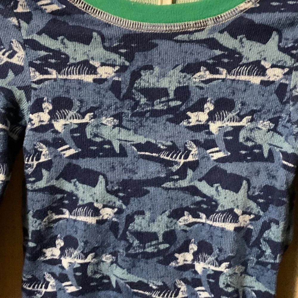 Blue and Green Shark Print Kids Pajama Set